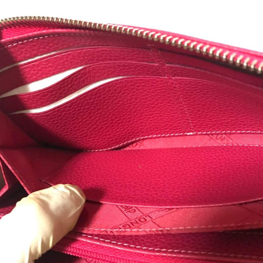ロンシャン 長財布 ピンク L字ファスナー 美品 LONGCHAMP ロンシャン L字ファスナー長財布 型押し/ピンク