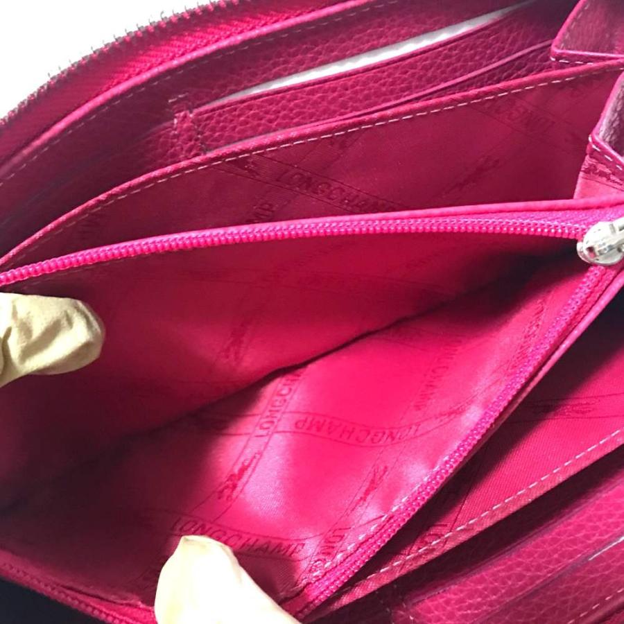 美品✨️　LONGCHAMP　ロンシャン　L字ファスナー　長財布　ライトピンク LONGCHAMP ロンシャン L字ファスナー長財布 型押し/ピンク