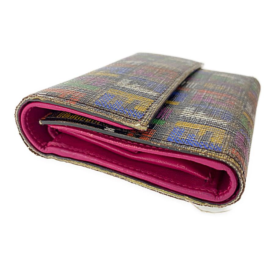 FENDIフェンディ★コンパクトウォレット/三つ折り財布 ズッカ柄マルチカラー FENDI（フェンディ） 3つ折り財布 ズッカ柄 マルチカラー/ブラック