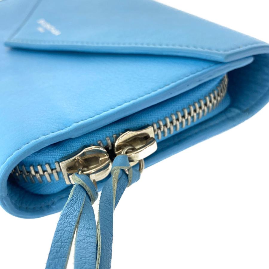 【新品】BALENCIAGAバレンシアガ　ペーパーウォレット　長財布　ブルー　青 BALENCIAGA バレンシアガ ペーパー ロゴレザー長財布 /ライト