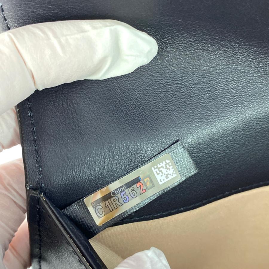 Chloe クロエ C・クロコ型押しカーフレザー長財布/ネイビー/ブラック 