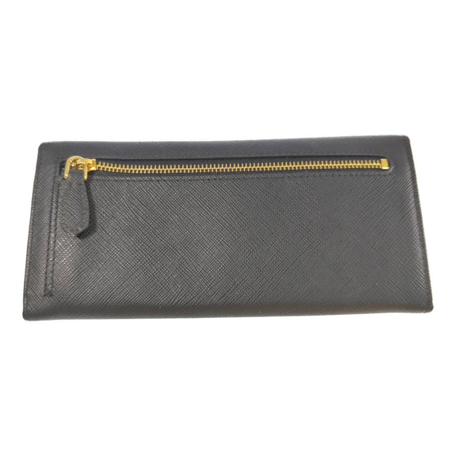 美品✨プラダ◇パスケース付きフラップ長財布　サフィアーノレザー　ゴールド金具青 美品 PRADA プラダ 長財布 マルチカラー 金ロゴ パスケース