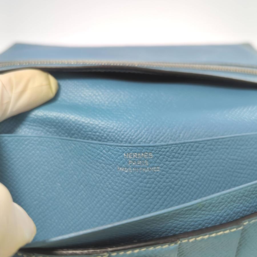 エルメス ベアン スフレ ヴォーエプソン ブルージーン 長財布 HERMES HERMES エルメス ベアンスフレ・ヴォーエプソン シルバー金具 長