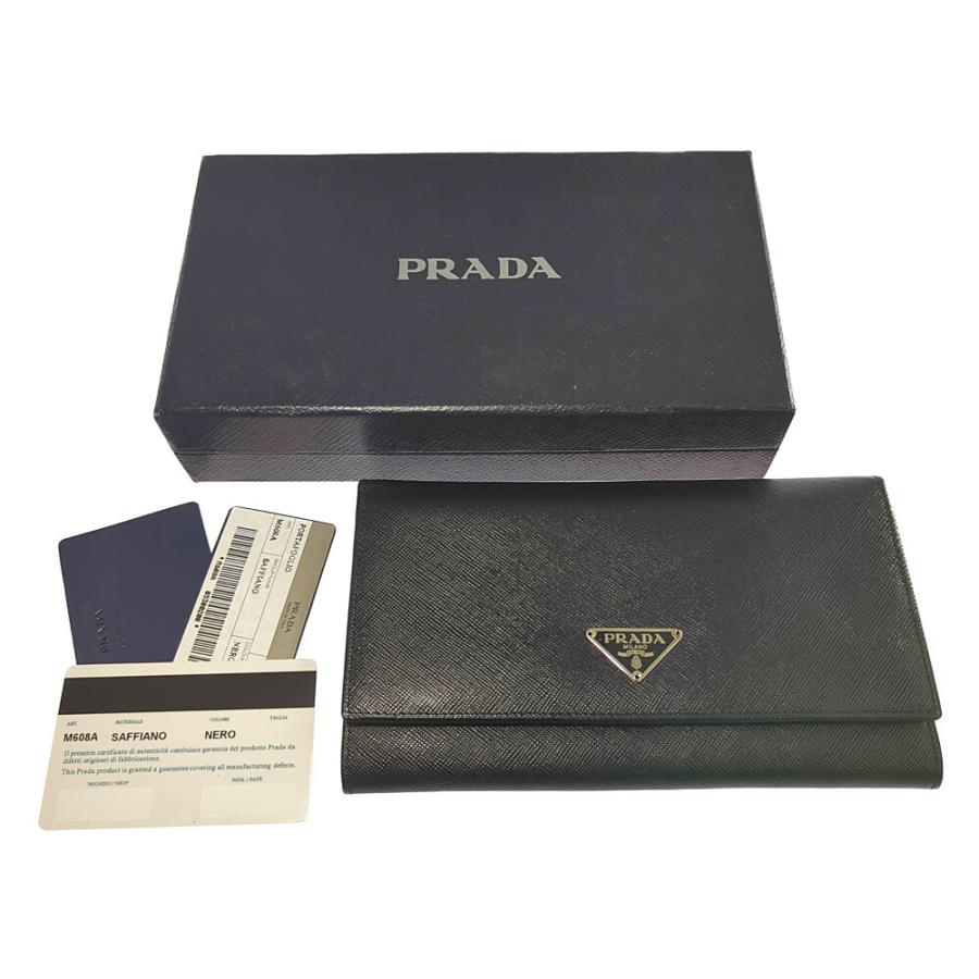 ☆PRADA☆ 3角プレート長財布 PRADA（プラダ） サフィアーノ 三角ロゴプレート レザー 長財布 M608A
