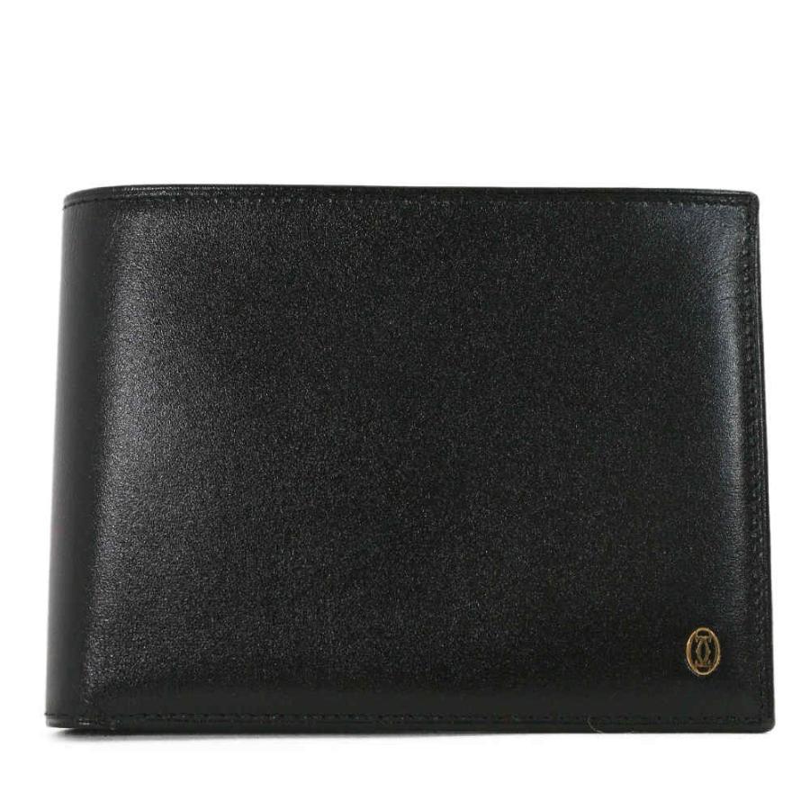 美品・カルティエ マストライン・2つ折り財布/ブラック×ゴールド 