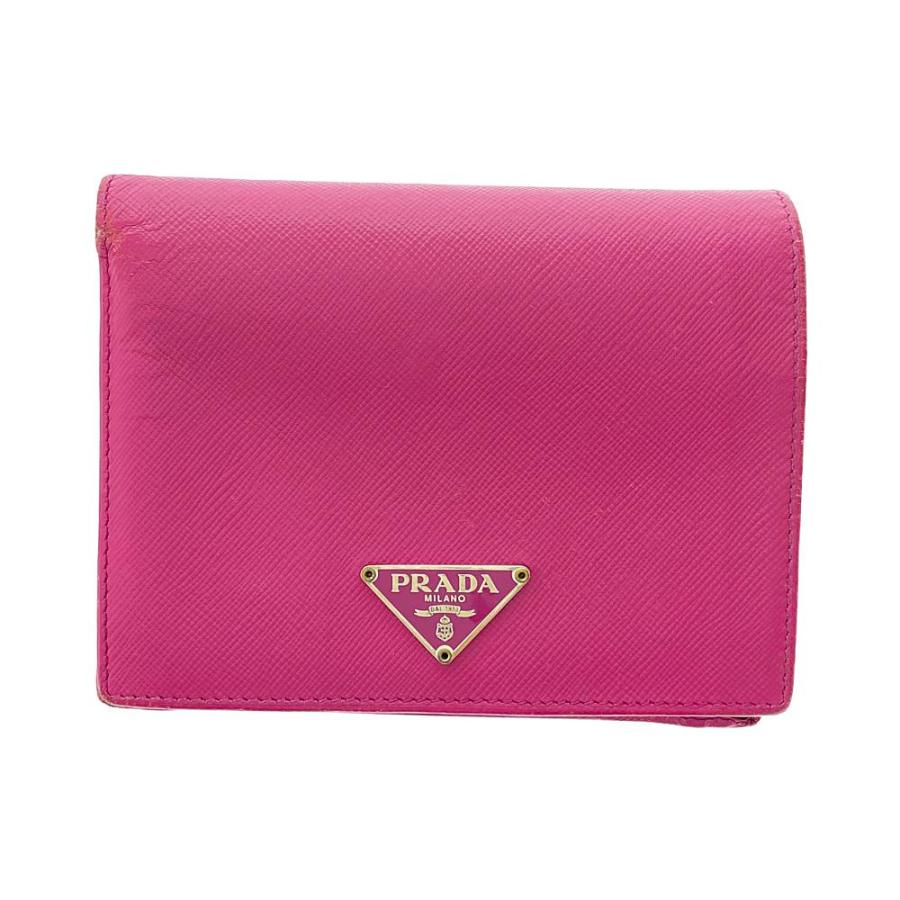 プラダ　二つ折り財布　ピンク　トライアングル PRADA（プラダ） 2つ折り財布 トライアングルロゴ/M668A/FUXIA/PRADA