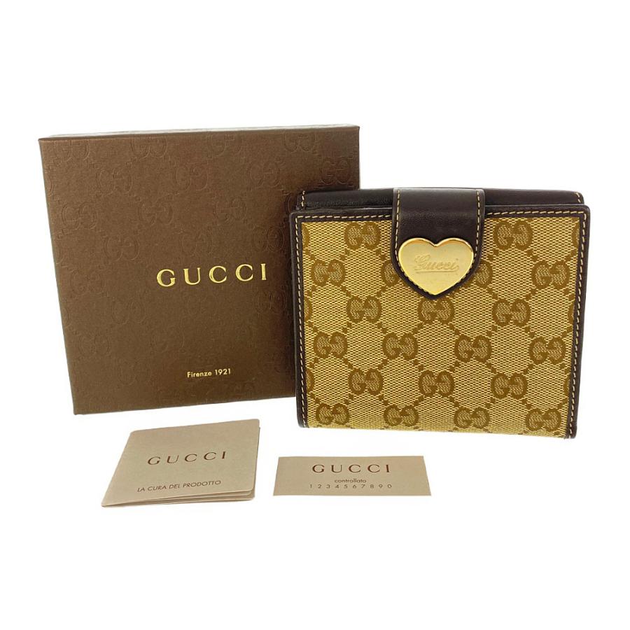 GUCCI（グッチ） GGキャンバス・2つ折り財布 Wホック ハート/203549
