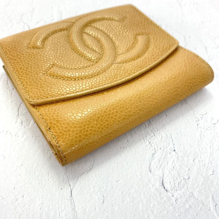 CHANEL シャネル ココマーク キャビアスキン 2つ折り 財布 ミニ