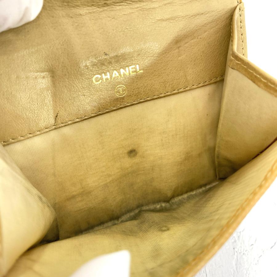 シャネル　ココマーク　キャビアスキン　二つ折り財布　ベージュ　CHANEL CHANEL シャネル ココマーク キャビアスキン 2つ折り 財布 ミニ