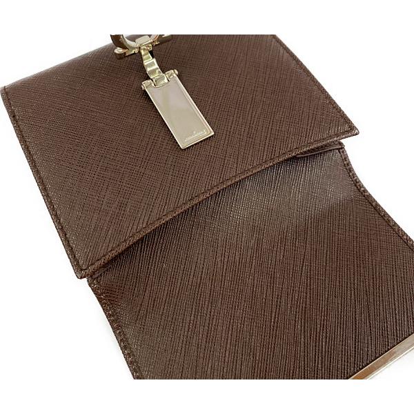 【美品】サルヴァトーレフェラガモ　ガンチーニ　折りたたみ財布　ブラウン　レザー FERRAGAMO フェラガモ Salvatore Ferragamo 財布 二つ折り財布