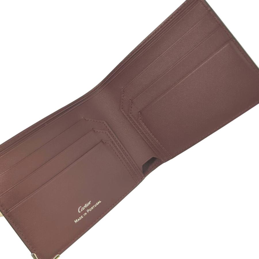 Cartier　カルティエ　一番人気　バーガンディレザー　二つ折り財布　極美品 Cartier カルティエ 一番人気 バーガンディレザー 二つ折り財布 極美品