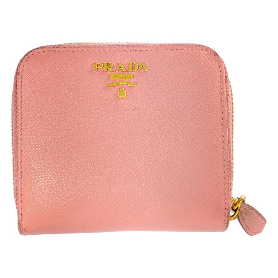 PRADA（プラダ） サフィアーノ・2つ折り財布/ピンク/ミニ財布/ゴールド