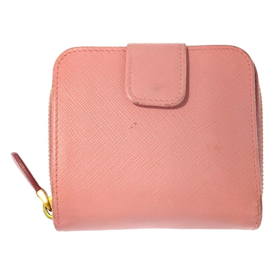 人気！PRADA プラダ　２つ折り財布　サフィアーノレザー　ピンク プラダのベストセラー！リピーター続出の定番の二つ折り財布に上品な