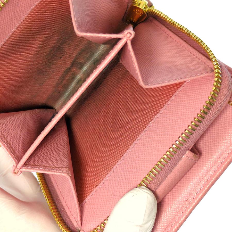 PRADA（プラダ） サフィアーノ・2つ折り財布/ピンク/ミニ財布/ゴールド