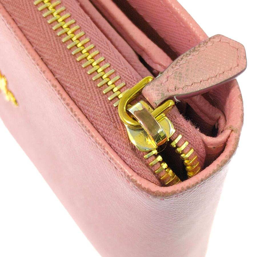 PRADA（プラダ） サフィアーノ・2つ折り財布/ピンク/ミニ財布/ゴールド