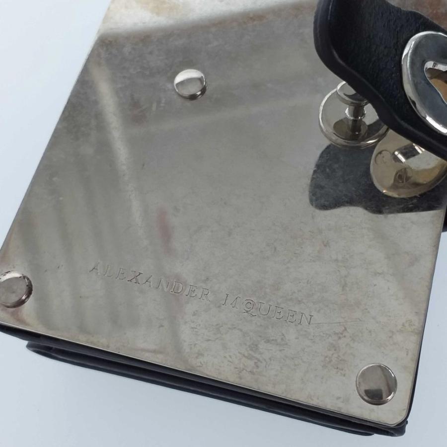 アレキサンダーマックイーン 名刺入れカードケース 折り メタル×レザー
