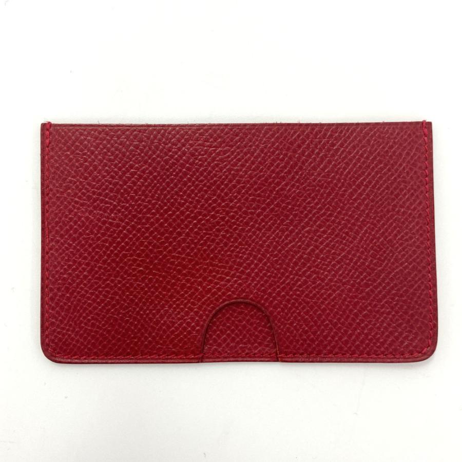 エルメス ポルクロールカードケース【美品】 HERMES（エルメス） ポルクール・パスケースカードケース/ルージュ
