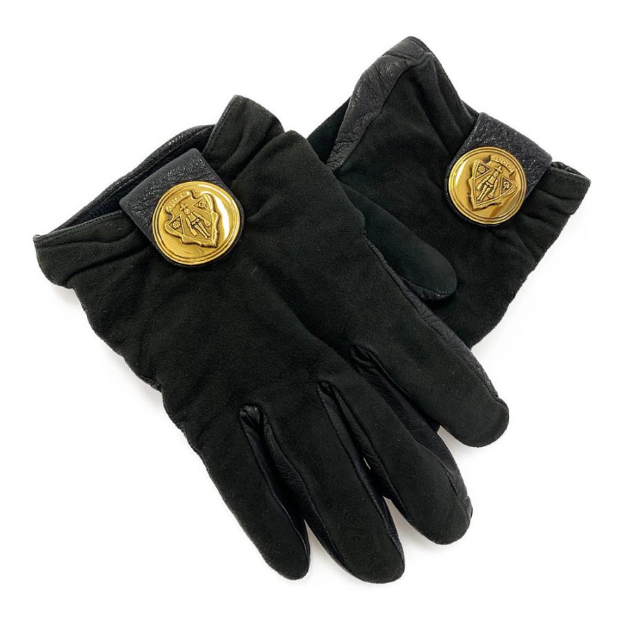 GUCCI（グッチ） クレストメダリオン スエードレザーグローブ手袋