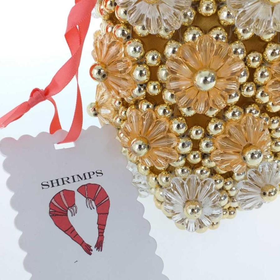 超美品・シュリンプス Shelly Bag・ハンドバッグ ビーズ フラワー  