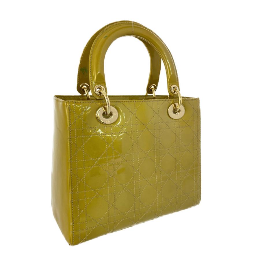 Dior ディオール　レディディオール　パテント　ミディアム　美品 Christian Dior レディディオール ミディアム ハンドバッグ