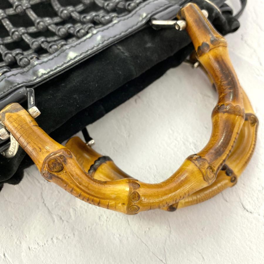 GUCCI（グッチ） バンブー・ノットレザーメッシュハンドバッグ