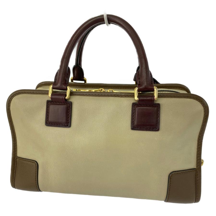 LOEWE ロエベ アマソナ28・ハンドバッグ/ベージュ系/ボルドー