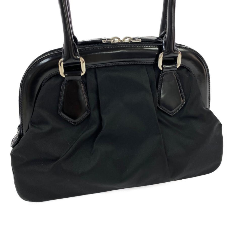 PRADA プラダ ナイロン レザー ハンドバッグ/BR3486/ブラック