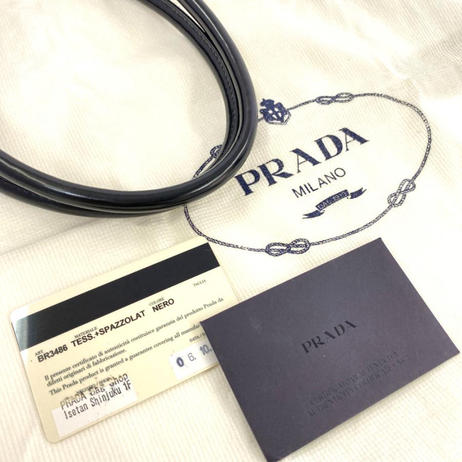 PRADA（プラダ） ナイロン レザー ハンドバッグ/BR3486/ブラック/PRADA