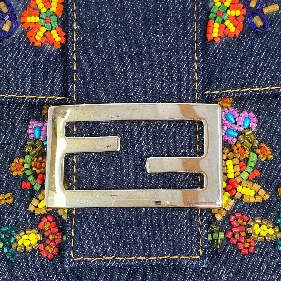FENDI マンマバケット　フラワービーズ　デニム FENDI フェンディ マンマバケット フラワービーズ ショルダーバッグ