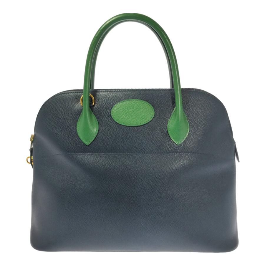 HERMES（エルメス） ボリード35・バイカラー ハンドバッグ/ネイビー