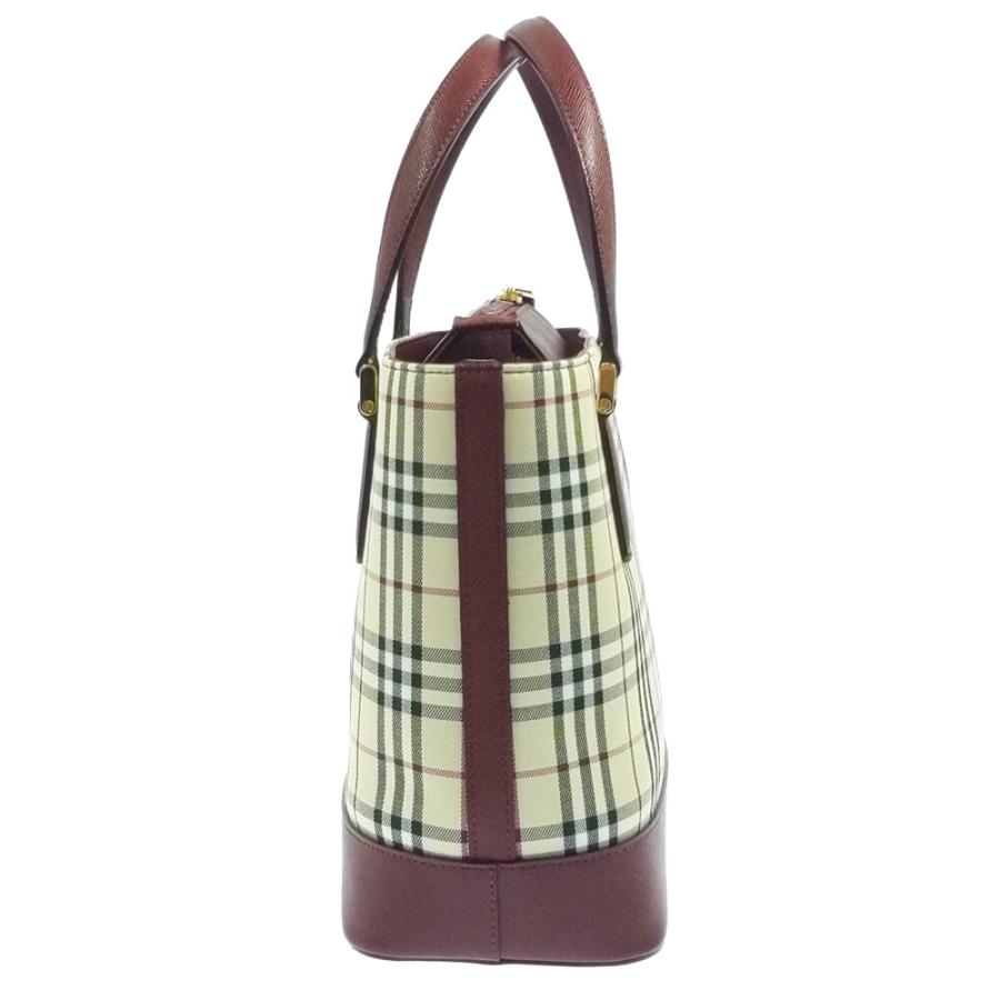 Burberry バーバリー ノバチェック ハンドバッグ ベージュ ボルドー BURBERRY バーバリー ノバチェック・ハンドバッグ/ベージュ