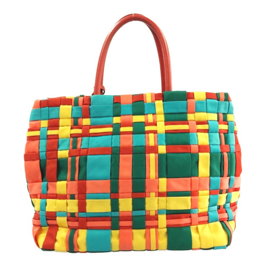 PRADA プラダ BUFALO EASY トライアングル ハンドバッグ PRADA（プラダ） トライアングルロゴ ナイロン 編み込み ハンドバッグ