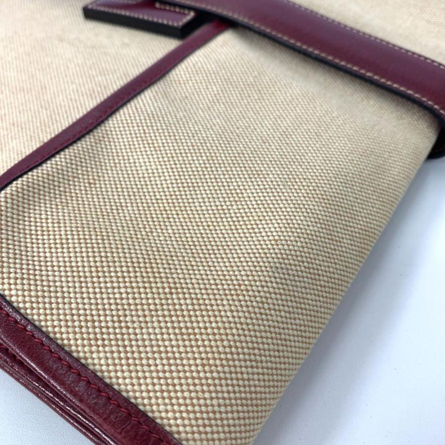 エルメス ジジェGM・Hロゴ・キャンバス/レザークラッチバッグバッグ  