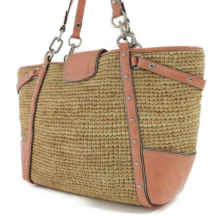 【最終価格】COACH かごバッグ ストローバッグ (コーラル) COACH（コーチ） フローラルエンベリッシュドストローナタリートート