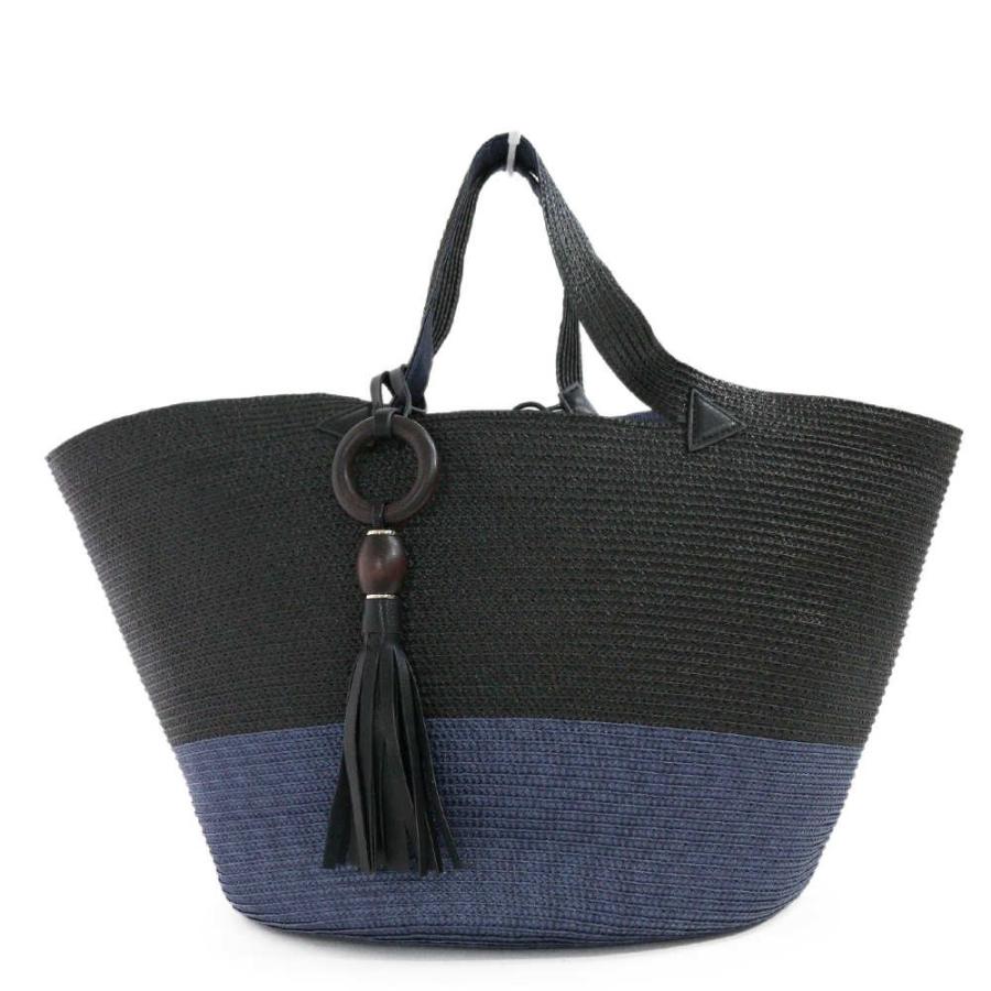 INDIVI 美品・インディヴィ 配色カゴバッグ/ブラック×ネイビー/INDIVI  