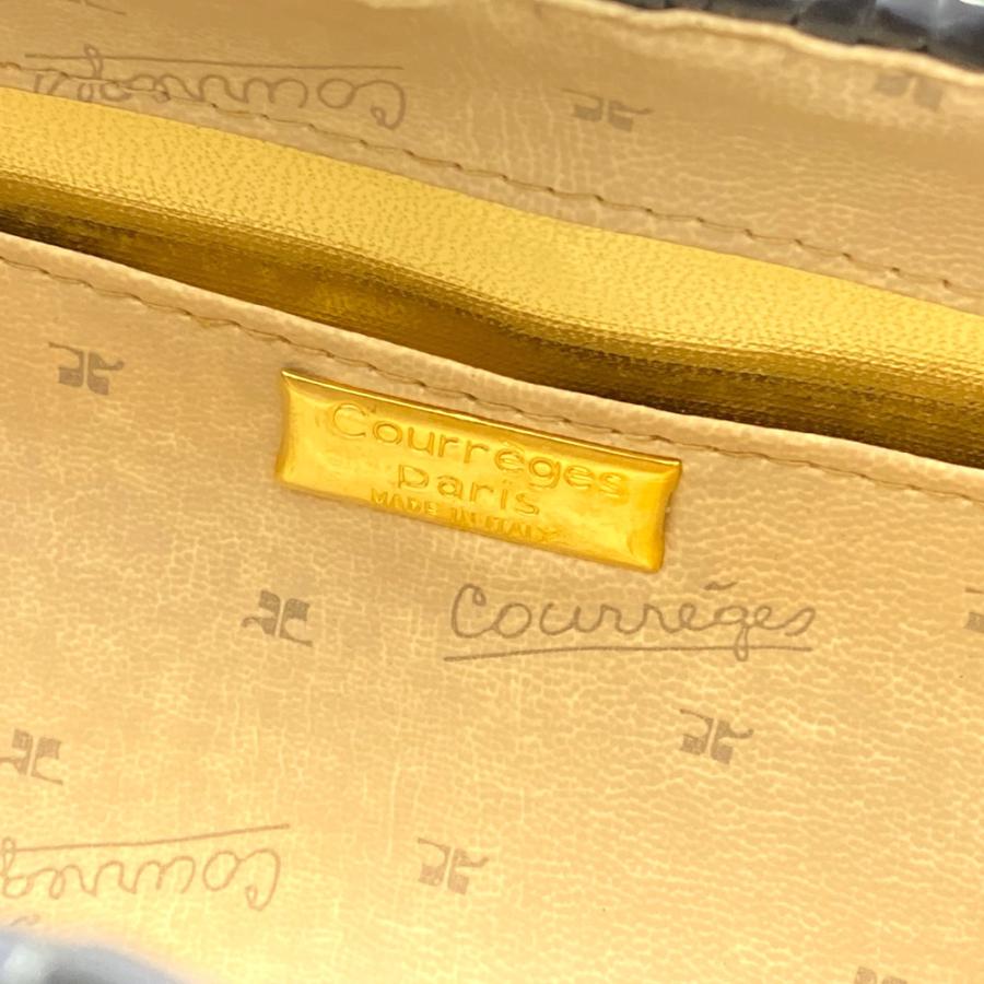 courreges クレージュ チェーン金具付ラタンかごバッグ/ブラック