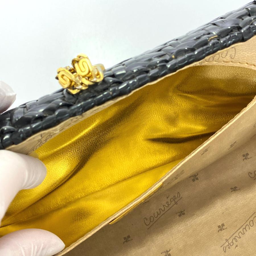 courreges（クレージュ） チェーン金具付ラタンかごバッグ/ブラック