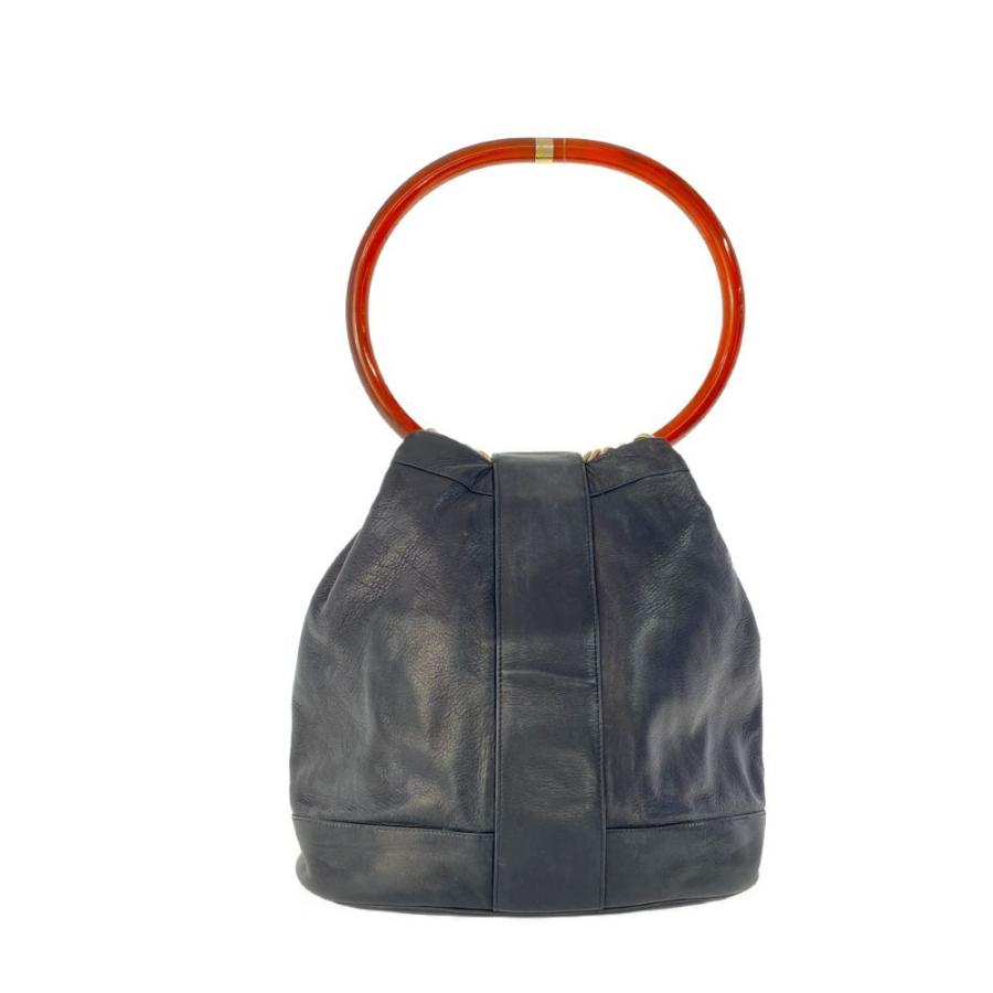 GUCCI（グッチ） OLDGUCCI・リングハンドル・レザー巾着ハンドバッグ