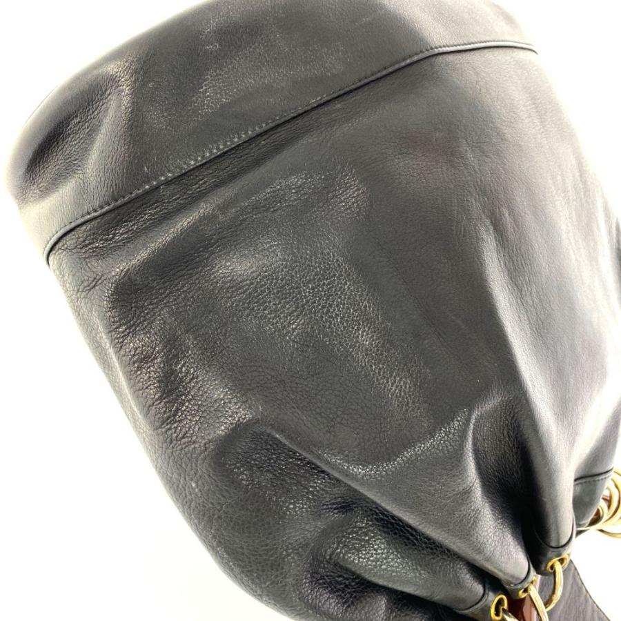 GUCCI リングハンドル ハンドバッグ 巾着 レザー 保存袋付 GUCCI グッチ OLDGUCCI・リングハンドル・レザー巾着