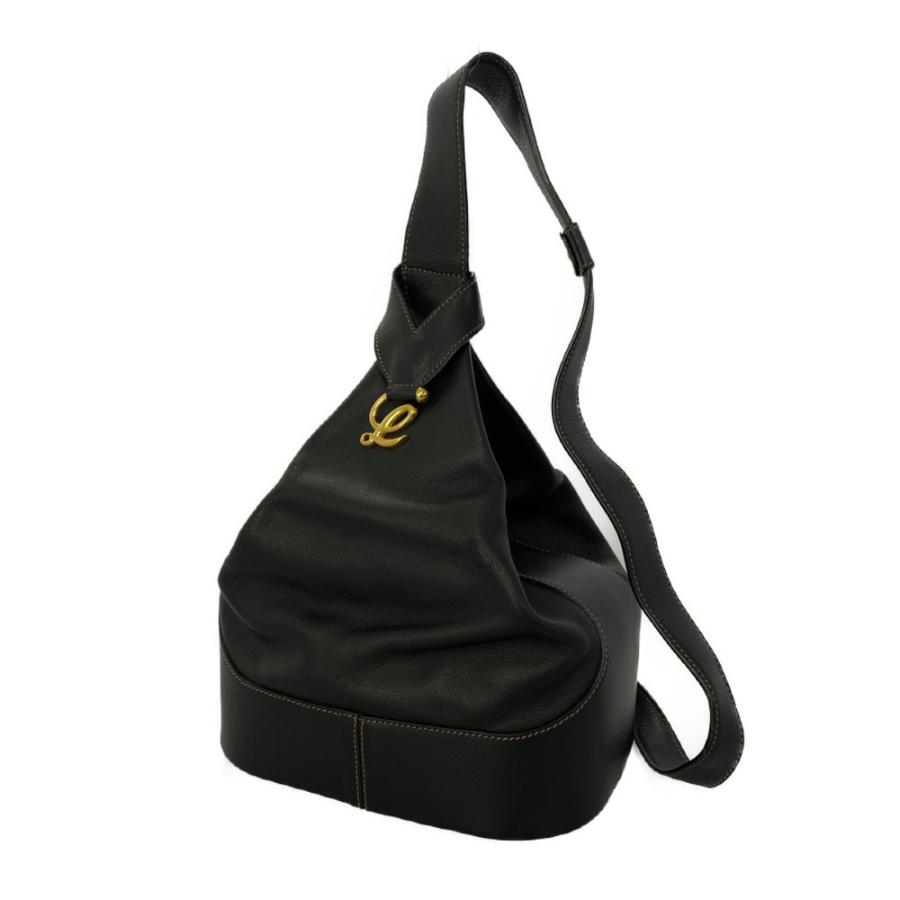 ロエベ アントン ワンショルダーリュックバッグ/ブラック/ゴールド金具  