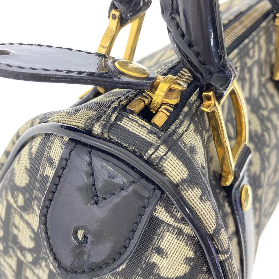 Dior ボストンバッグ 大容量 ベージュ/ブラック クリスチャンディオール ディオールオブリークPVCボストンバッグ