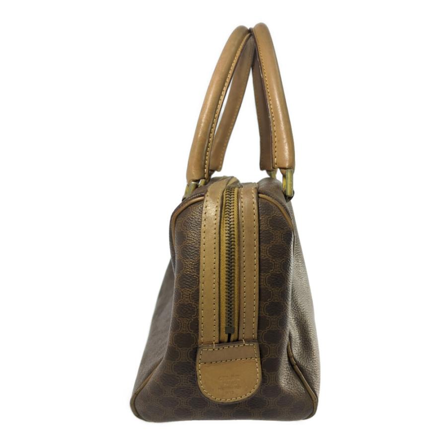 【CELINE】ミニボストンバッグ　マカダム柄　ゴールド金具　ブラウン　PVC CELINE】ミニボストンバッグ マカダム柄 ブラウン ゴールド金具