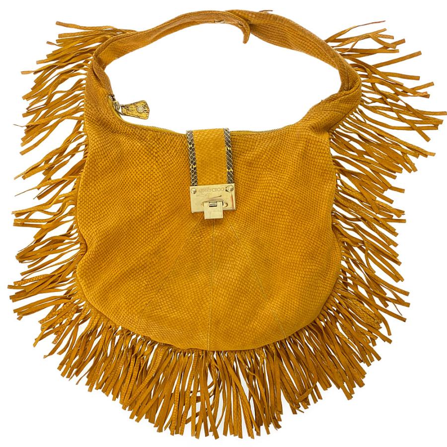 ジミーチュウ Roxie Fringe Hobo・型押し・フリンジホーボーショルダー