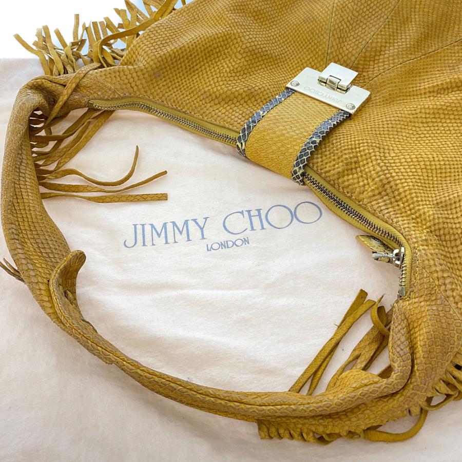 ジミーチュウ Roxie Fringe Hobo・型押し・フリンジホーボーショルダー