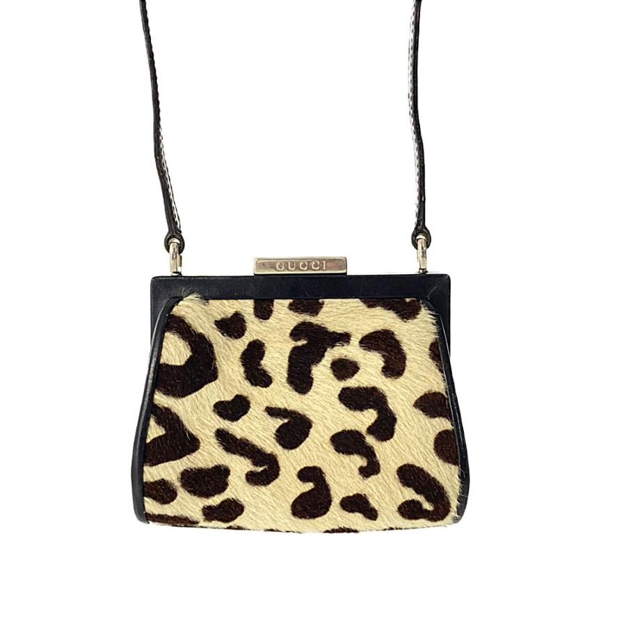 GUCCI グッチ ハラコ・がま口ショルダーバッグ/03019521314/ベージュ 