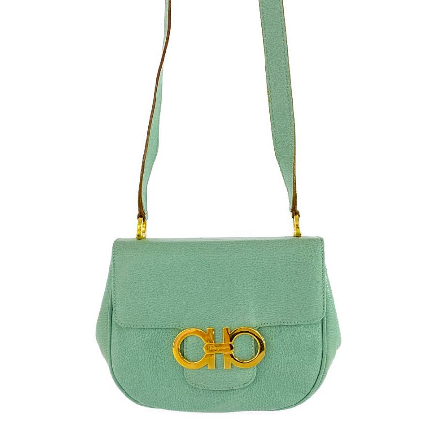 サルヴァトーレフェラガモ ガンチーニ・レザーショルダーバッグ/ミント  