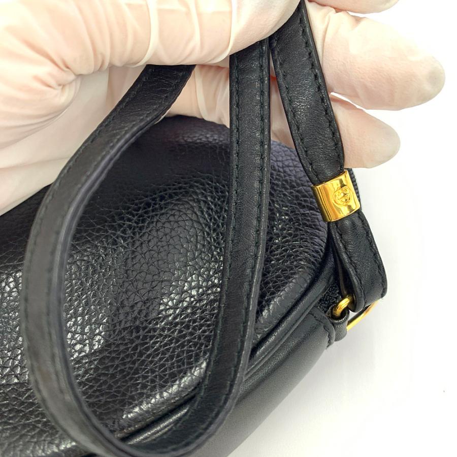 ★GUCCI★オールドグッチ ショルダーバッグ 黒 レザー ゴールドフォーマル 訳有り] GUCCI オールドグッチ 黒 レザー ショルダーバッグ Gロゴ