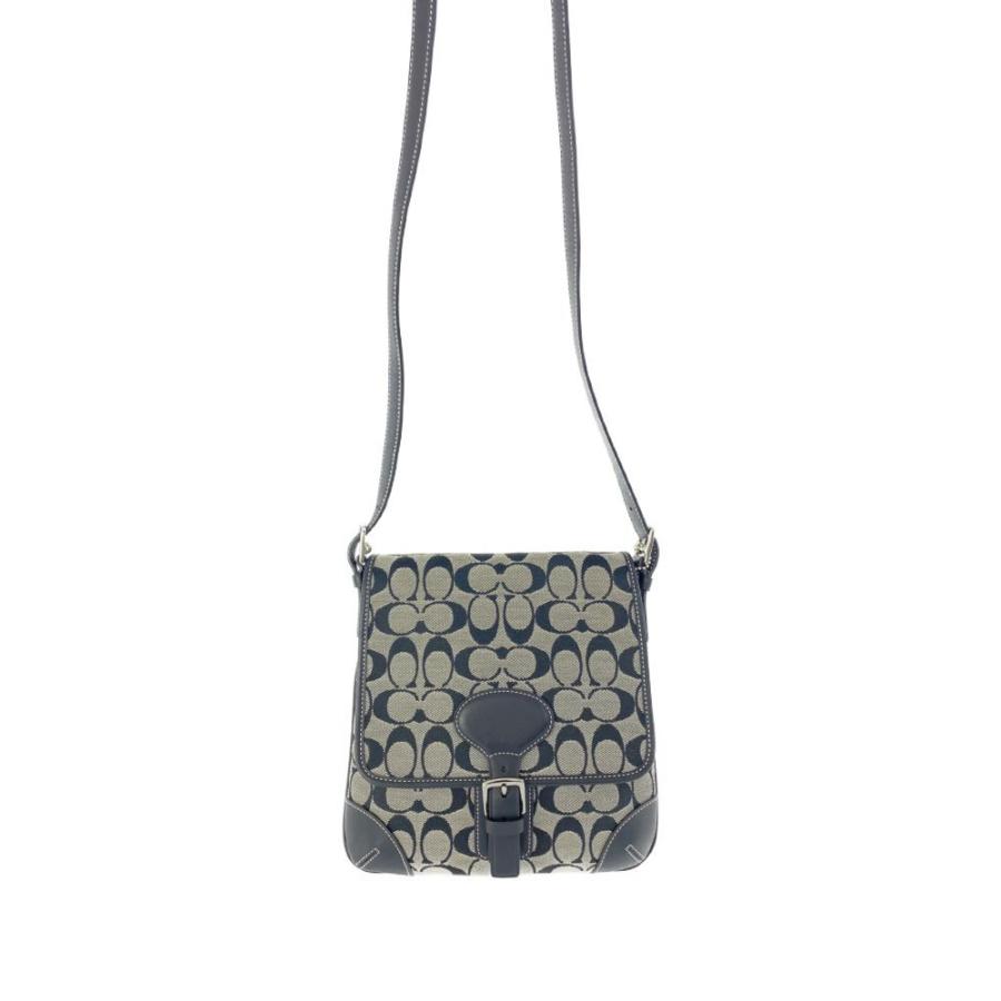 美品 COACH ショルダーバッグ ネイビー/グレー COACH コーチ レディース ショルダーバッグ レザー 2way