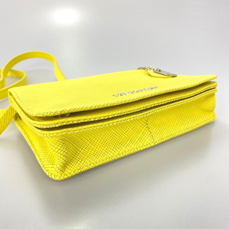 LONGCHAMP ロンシャン エンボスレザーショルダーバッグ/イエロー