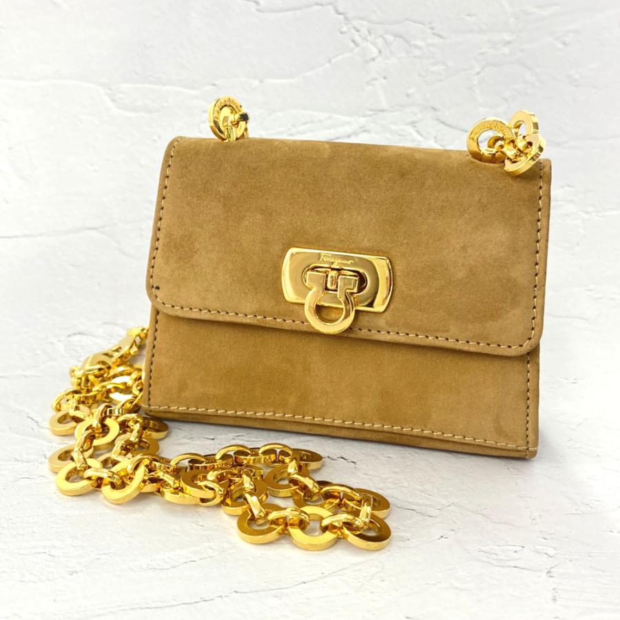 【美品】サルヴァトーレフェラガモ ハンドバッグ レザー チェーン ガンチーニ 3za0328】 サルヴァトーレフェラガモ 2wayバッグ ガンチーニ